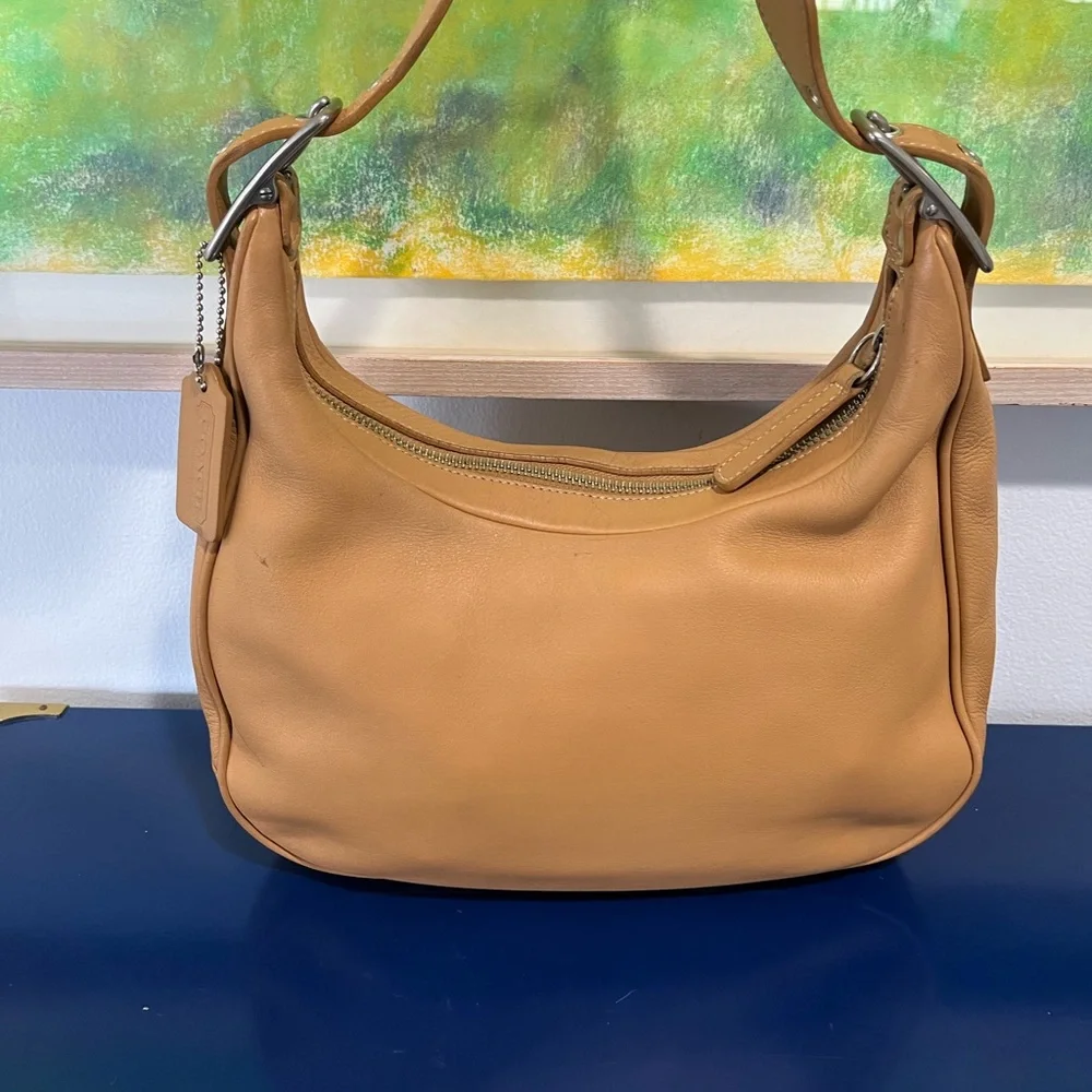 Coach Camel Legacy Zoe Tote Shoulder Hobo Bag Leather Purse 9342 Nickel Vintage - Picture 6 of 10